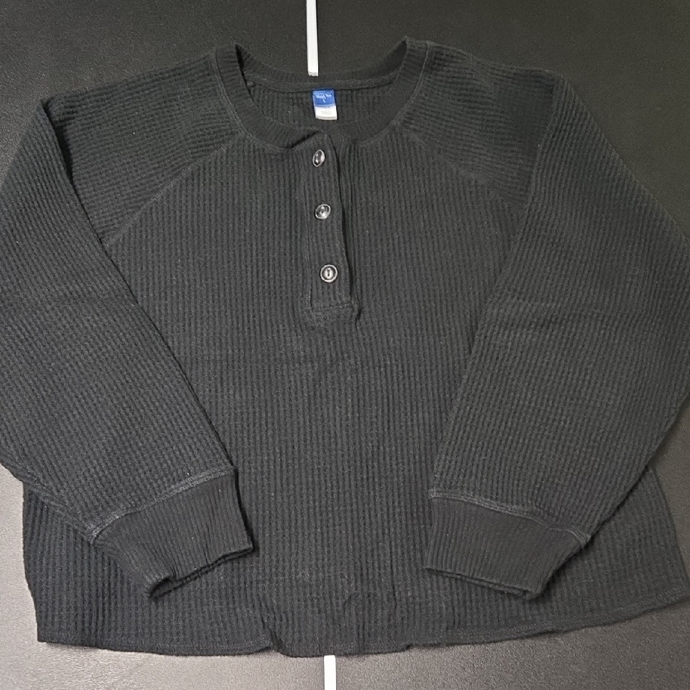 Old Navy Black Waffle Knit Plush Tee